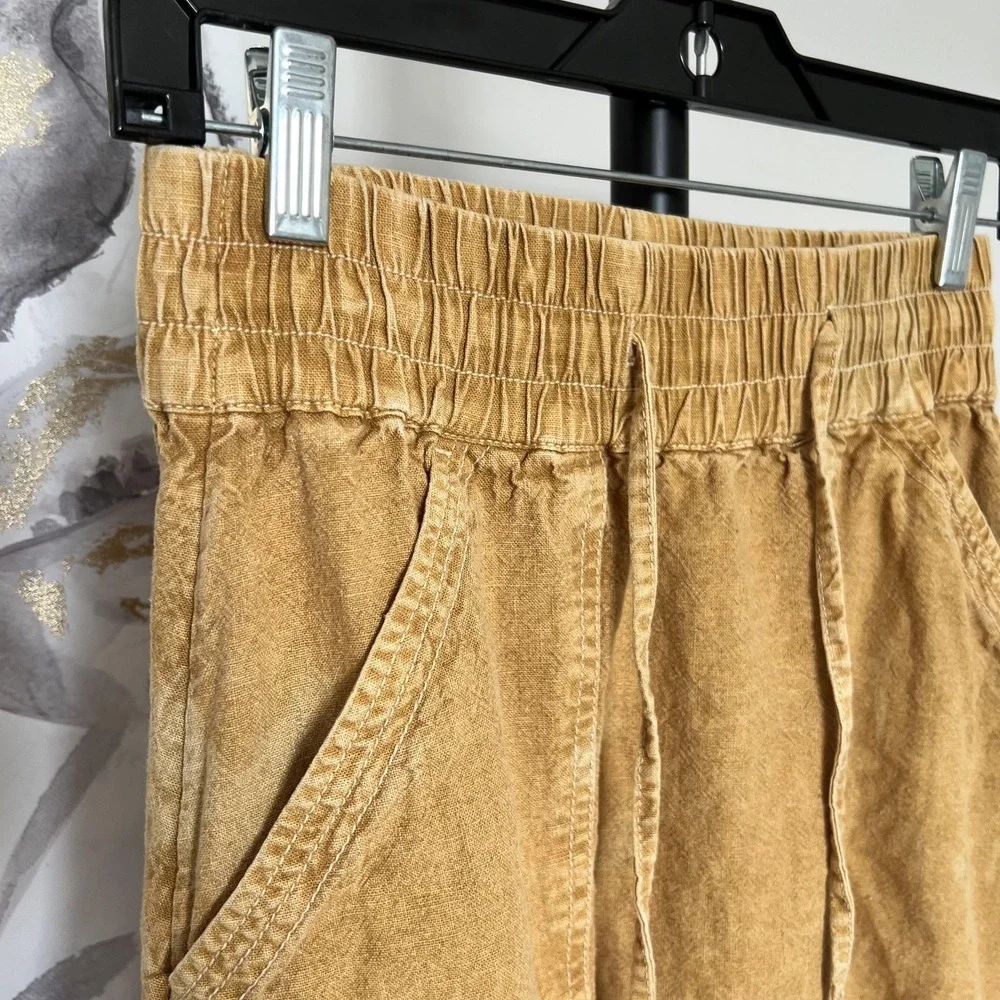 Anthropologie Pilcro Mini Skirt XS Yellow Linen Tie Dye Frayed Hem Boho - Picture 2 of 11